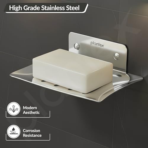 Image of Plantex Stainless Steel Soap Dish /Soap Stand /Bathroom Soap Holder /Soap Case Bathroom Accessories - (Pack of 2)