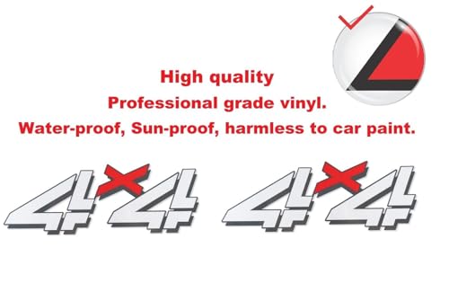 Image of Pair Set 4x4 Decals Stickers Emblem Replacement for 1998-2007 Silverado 1500HD 2500 HD Bed Side (White Red)