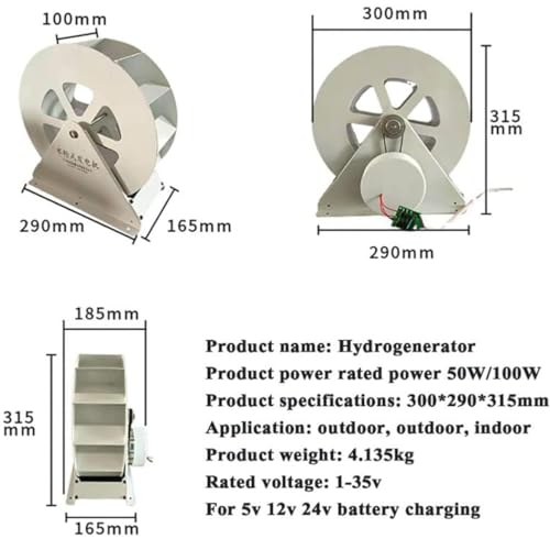 Generador de turbina de agua portátil, kit hidroeléctrico de flujo con funcionamiento silencioso para arroyos y ríos fuera de la red