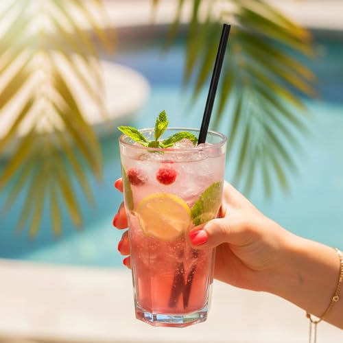 Image of Tomnk 300pcs Straws Disposable, 8.25 Inches Plastic Straws, Plastic Drinking Straws for Tumblers and Ice Coffee