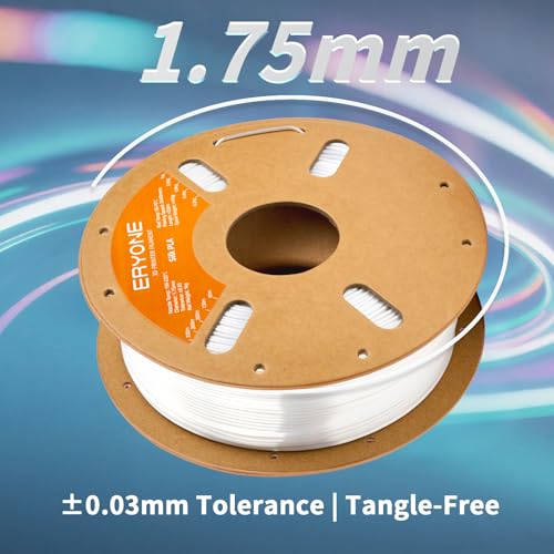 Image of ERYONE Silk PLA Filament for 3D Printer 1.75mm + /- 0.03mm, Shiny Filament 1kg (2.1lbs) /Spool, Silk White