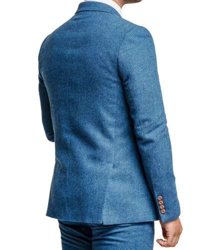 MoranX Classic Men Suits Regular Fit 3 Piece Tweed Wool Business Blazer Waistcoat Trousers Tuxedos Wedding4