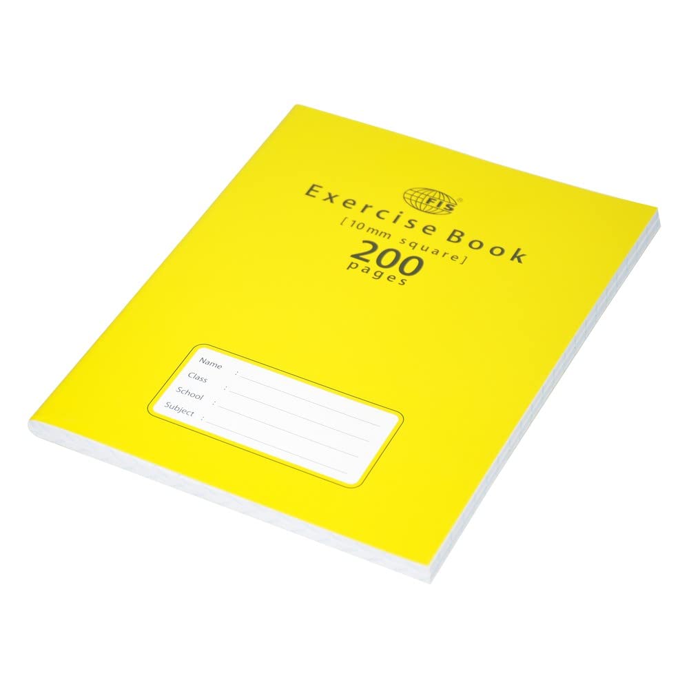 FIS FSEBSQ10200N 10 mm Square with Left Margin 200 Pages Exercise Book 6-Pack, 16.5 cm x 21 cm Size