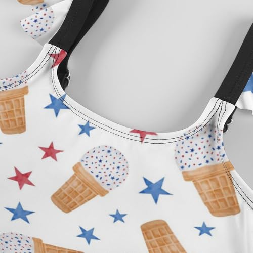 Image of Girls One Piece Swimsuit Lovely Cute Animals Ruffles Swimwear Bathing Suits 3-12 Years