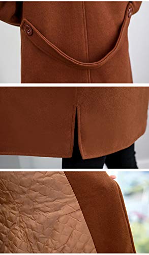Chouyatou Women's Elegant Lapel Collar Double Breasted Wool Blend Pea Coat With Belt (Small, Caramel) #TOP4
