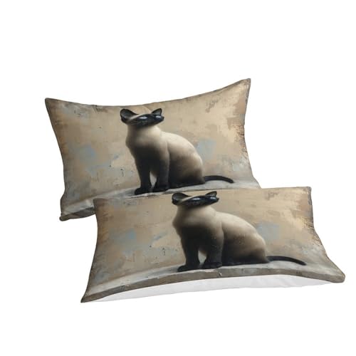 Housse de couette chat égyptien 260x220 cm avec taies d'oreiller en microfibre douce - 3