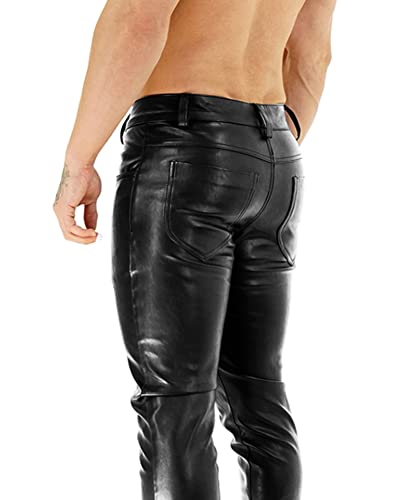 Bockle® Power Tube Lamb Zip Tube Skinny Slim Fit Man Leather Pants Men4