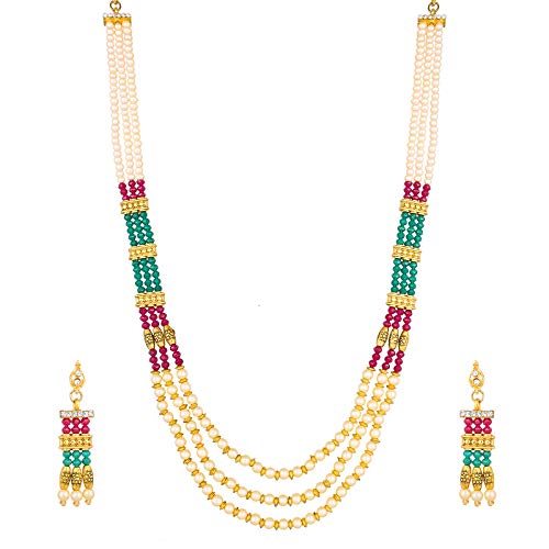 American Diamond Moti Mala Necklace Set 