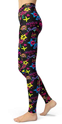 Image of sissycos Women's 80s Leggings Neon Artistic Splash Printed Buttery Soft Stretchy Pants