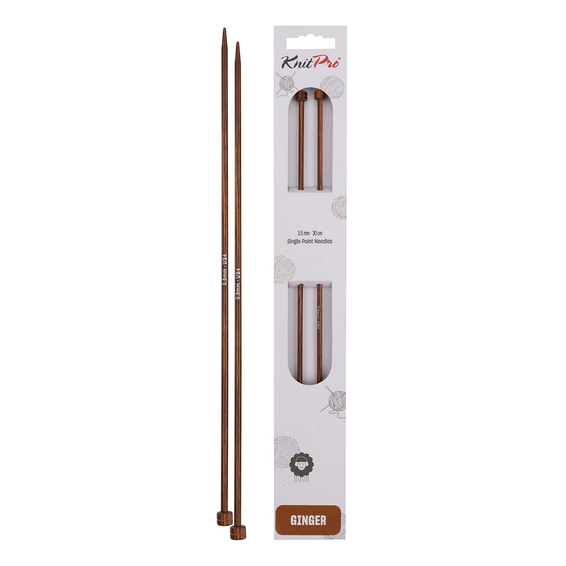 KnitPro Ginger Single Pointed Needles 10" (25cm) | 3.50mm