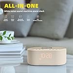 Sound Machine Alarm Clock for Bedrooms: Bluetooth 10W Stereo Sound Speaker with Wireless Charging - White Noise Machine for Sleeping with 21 Soothing Sounds - Putty - Image 2