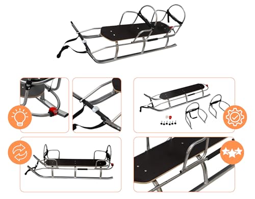 Rennrodel Skyline 2in1 Kinder Duo Schlitten aus Aluminium mit Rückenlehne und LED