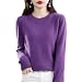 Produktbild CUSON Kaschmir-Pullover für Damen, 100% Kaschmir, leicht, langärmelig, Rundhalsausschnitt, Strickpullover, deep purple, L
