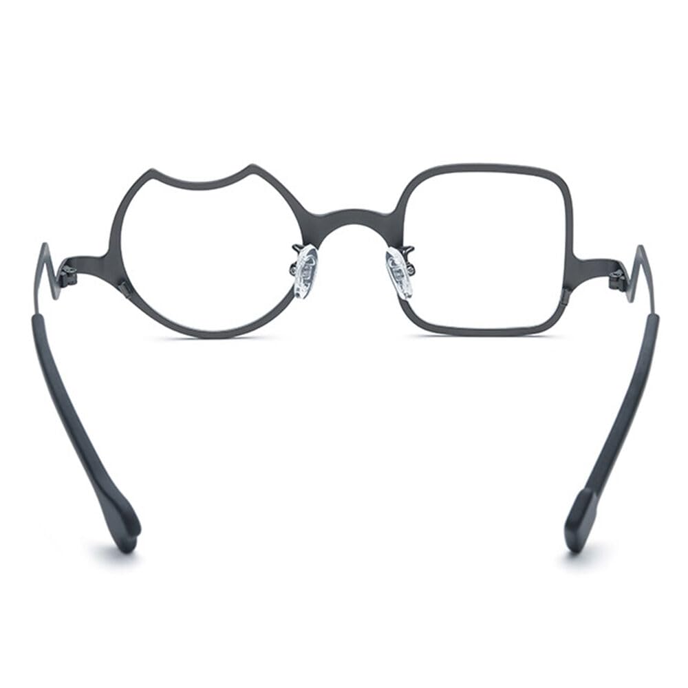 Quadrat Runden Lesebrille Titan, Asymmetrischer Farbe Rahmen Schlank Lesen Gläser, Lesebrillen Titan Ultraklare Sicht Männer Frauen, Lesehilfe für Herren & Damen