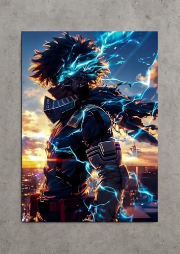 Image of NIJUKA Anime Printed A4 Size Metal sheet Poster For Home And Room Decoration | For Anime Art Fans Boys And Girls (100% Power User OFA)