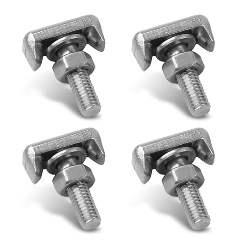 Flygun 4 PCS Car Power Terminal Bolts, 304 Stainless Steel T-Type Fixed Power Replacement Bolt Nut Washer, Cable Extender Replacement Repair Accessories, Suitable for Most Car Models (Silver)