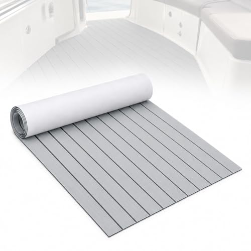 Izrielar Bodenbelag Matte Eva Selbstklebend, Bootsbodenmatte in Teak-Optik, Zuschneidbarer Marine Deck Bodenbelag für Boot, Yacht, Surfbrett, Wohnmobil, Poolbereich