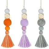 3 Pieces Felt Ball Car Diffuser Essential Oil Car Tassel Diffuser Felt Charm Air Freshers Fragrance Oils Handmade Car Diffuser Charm with Tassels for Car Interior Use and Home Decor
