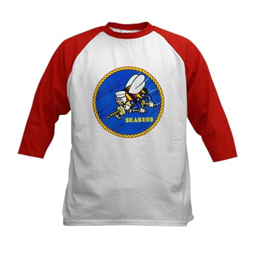 CafePress US Navy Seabees Baseball Jersey Kids Cotton Baseball Jersey, 3/4 Raglan Sleeve Shirt