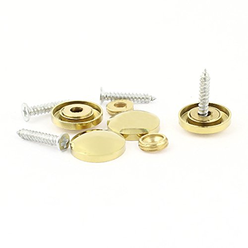 Aexit 4 Pcs Quality Parts Fitting Parts Brass Tone 18mm Diameter Screw Cap Mirror Nails Decoration Lid Model:80as509qo452