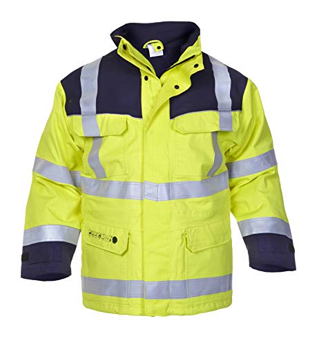 Hydrowear 043401 Milaan Waterdicht Ademend Parka, 55% Protex/45% Katoen/1% Antistatische vezels, Medium Mate, Geel/Navy