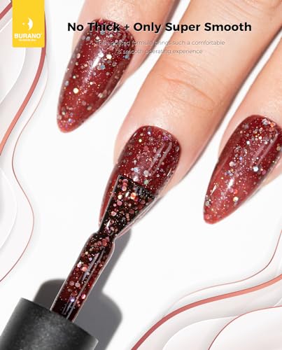 BURANO Glitter Gel Esmalte de Uñas LED UV Deep Red LP28 miniatura 4