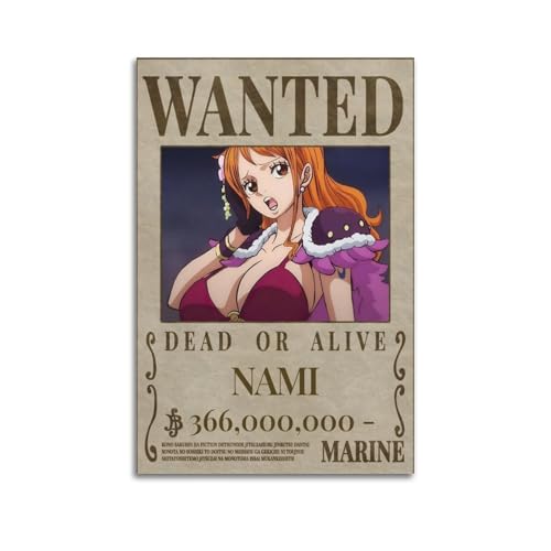 ASDASDHBW One Piece Wanted - Póster de anime 63, pintura decorativa, lienzo, póster de pared e imagen artística moderna para decoración de dormitorio familiar, 40 x 60 cm