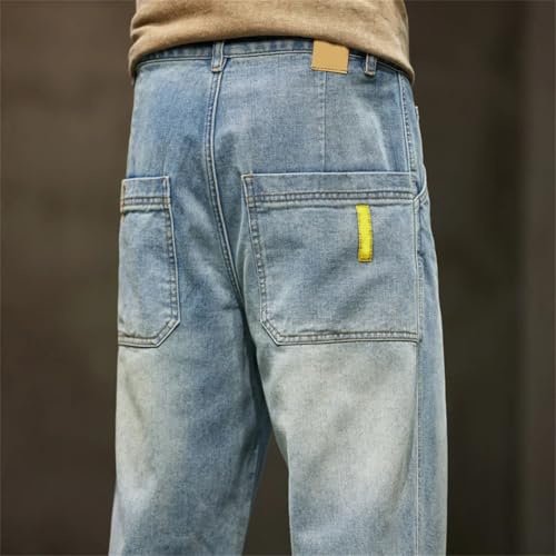 Men's Baggy Jeans Loose Fit Straight Cut Oversized Full Length Denim Trousers4