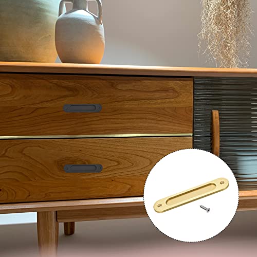 Metallixity Sliding Barn Door Finger Pull(180Mm/7.09") 2Pcs, Zinc Alloy Flush Pull Handle With Screws - For Pocket Door Sliding Door, Light Gold #TOP3