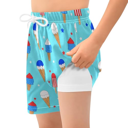 Boy Swim Trunks with Compression Liner Ice Cream Boys Swim Shorts Quick Dry Beach Shorts2