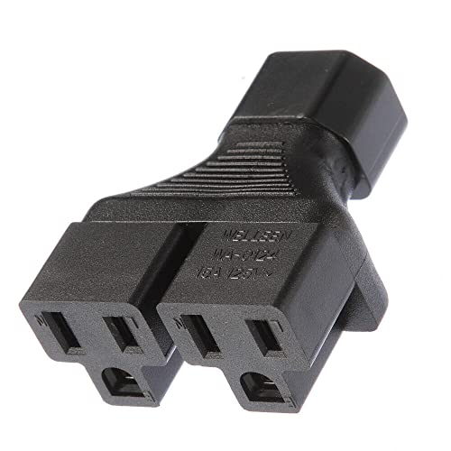 Image of Toptekits IEC320 C14 to 2 x Nema 5-15R Power Adapter Y Splitter Travel Plug Adapter, C14 to 2 x US 3 Prong Female Socket Y Split Power Converter Electrical Adapter,IEC Splitter