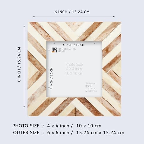 Handicrafts Home PF-4X4X1.25-SUNFLOWER Picture Frames Chevron Herringbone Vintage Handmade Naturals Bone Classic Grey Brown 4X4 Inch thumb #1