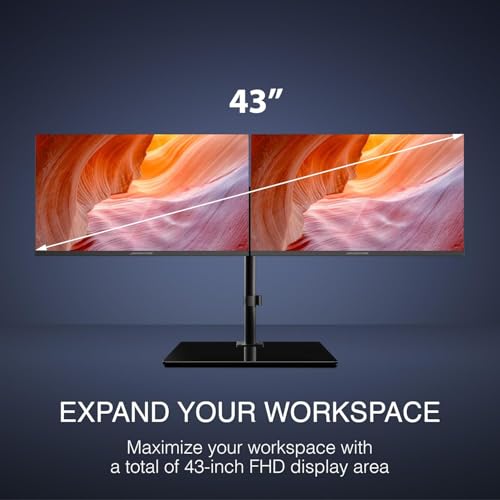Image of Packard Bell airFrame Dual Monitor Workstation - Two 21.5 inch Full HD Screens, VESA Mount, 1920x1080, 75Hz, Tilt Adjustable, HDMI /VGA, Slim Bezel - Ideal for Home, Office, Productivity & Light Gaming
