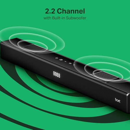 Image of Boat Aavante 2.2 800, 80W Signature Sound, 2.2 CH Built-in Subwoofer, Multi Port, EQs, Back-Lit Touch Controls, Remote, Bluetooth Sound bar, Home Theatre Soundbar Speaker (Premium Black)