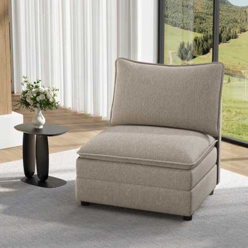 Image of Vesgantti 40 inch Single Seat Sofa, Deep Seat Armchair Cloud Couch, Light Brown
