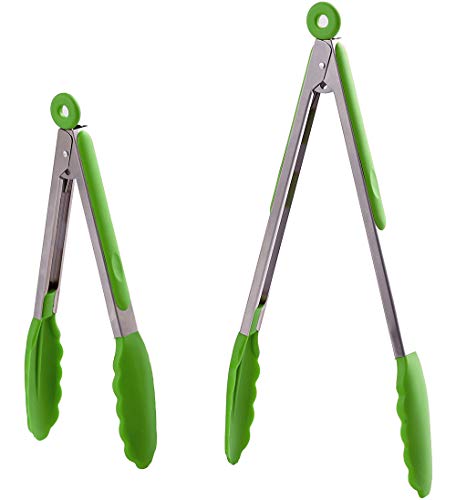 HiramWare Kitchen Tongs Set of 2 – 9 inch & 12 inch –