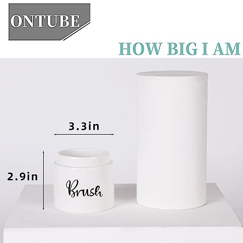 Image of Ceramic Dish Brush Holder, Farmhouse Kitchen Scrub Brush Holder Dishwashing Brush Stand, Soap Dispensing Palm Kitchen Brushes Holder, Easy to Clean (White)