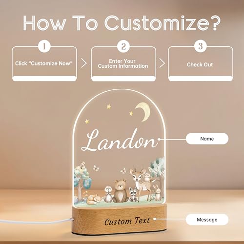 Lámpara de noche personalizada con acrílico y base de madera miniatura 4