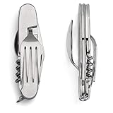 Typhon East 2 Pack Multi-Function 6 in 1 Fork Spoon Opener and Knife Combination for Hiking, Survival, and Camping