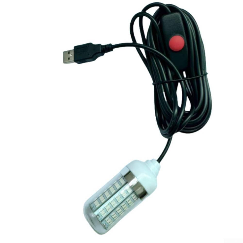 Lampada da pesca subacquea a LED da 5 V, ricaricabile tramite USB, con 4 colori, per pesca notturna, barca, piscina, serbatoio (blu)