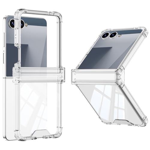 Image of Kapa Clear Airbag with Hinge Protection Back Case for Samsung Galaxy Flip7 / Z Flip 7 | Transparent Shockproof Slim Hard Protective Cover (Clear)