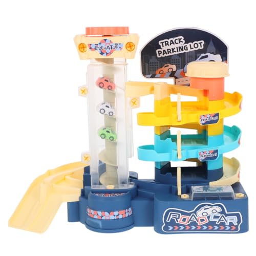 Garage plastique solide multicolore avec 3 voitures miniatures pour cadeau d'enfant