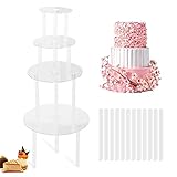 La estructura de soporte para tartas está hecha de plástico de grado alimenticio de alta calidad, se puede contactar directamente con alimentos, seguro e inofensivo, duradero y reutilizable.