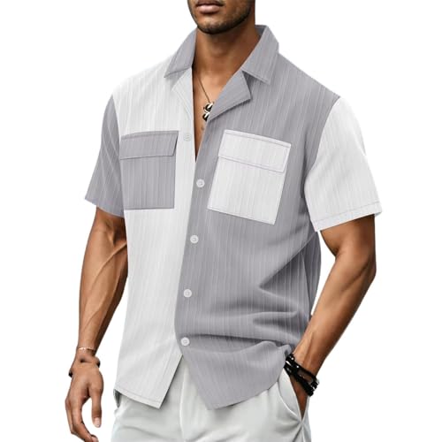 Chemise homme à poche bloc de couleur aux finitions soignées pour un look estival élégant