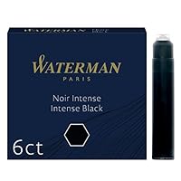 Waterman S0110940 Fountain Pen Ink Cartridges, Short 'International', Intense Black, 6 Count