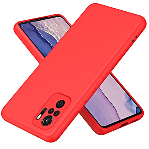 Liquido Custodia Cover per Xiaomi Redmi Note 10 4G Note 10S 4G Premium Case Antiurto con Fodera Protezione a Doppio Strato Caso - silicone rosso microfibra
