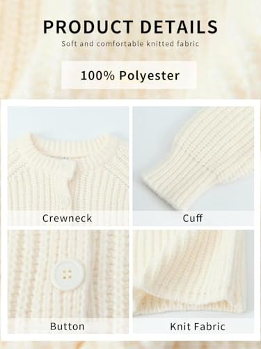 Image of KEOMUD Women's Long Sleeve Cardigan Sweaters Spring Casual Crewneck Button Down Chunky Knit Cardigans