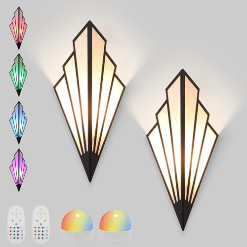 YFMYY Modern Battery Operated Wall Sconces Set of Two, Simple