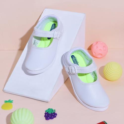 Image of DOCTOR EXTRA SOFT Girls Black & White Ballerina Uniform School Shoes with Adjustable Hook & Loop| Memory Foam Cushion & Anti-Bacterial Technology| Lightweight | Comfortable|Durable & Anti-Skid D-3003