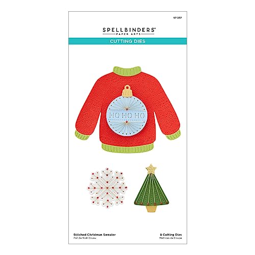 Spellbinders Stitched Christmas Sweater Etched Dies from The Christmas Collection, METAL